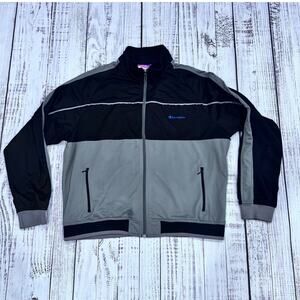 Champion Track Jacket Men’s XL Black Gray Colorblock Reflective Zip